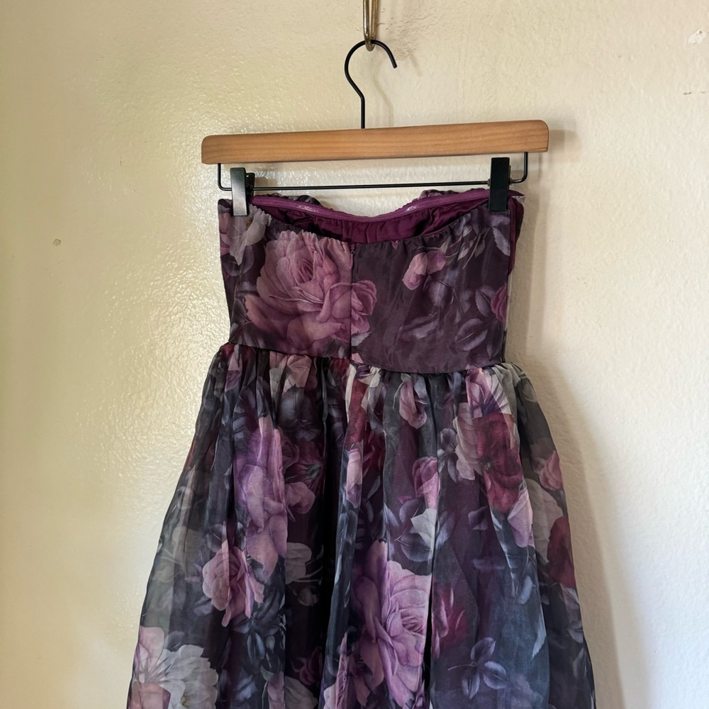Lulus | Wonderful Waltz Purple Floral Print Strapless Bustier Maxi Dress - Picture 6 of 8